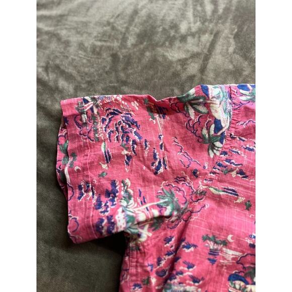 IZOD SALTWATER Shirt Men 2XL RELAXED BUTTON UP‎ SHORT SLEEVE FLORAL HAWAIIAN RED - Picture 2 of 6